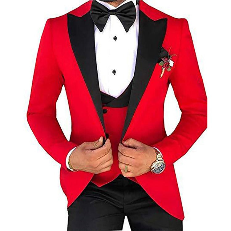 3-teiliger Slim Fit Herrenanzug Bräutigam Formelle Party Abschlussball &amp; Hochzeit Smoking Blazer Jacke Hose &amp; Weste