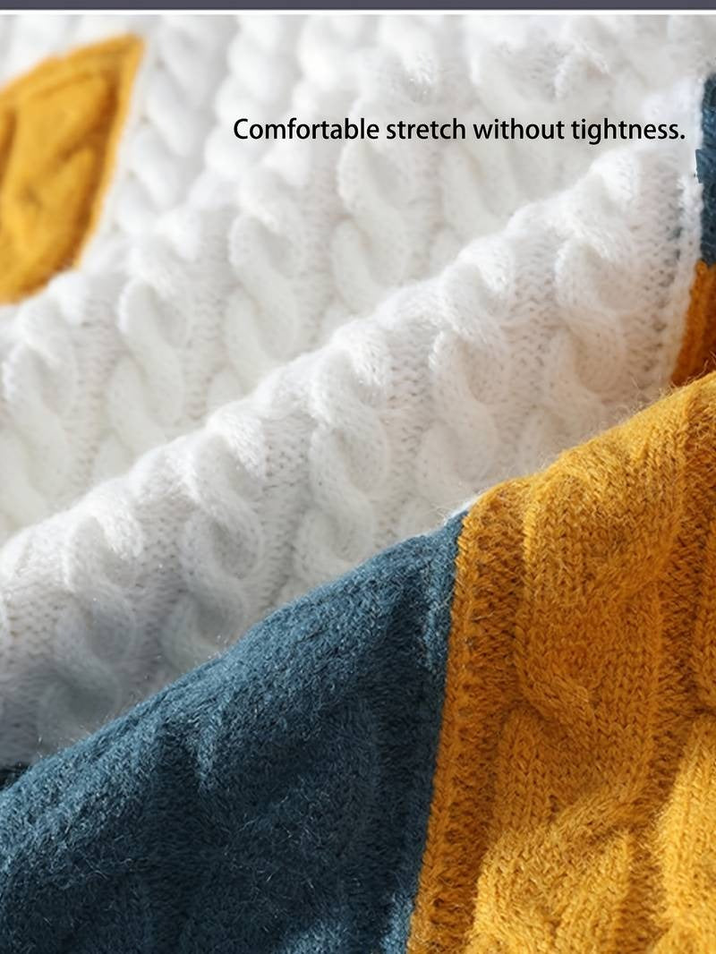 Warmer Herren-Strickpullover mit Rundhalsausschnitt, gerippt, langärmelig, Freizeitkleidung, Sweatshirt | 8373 