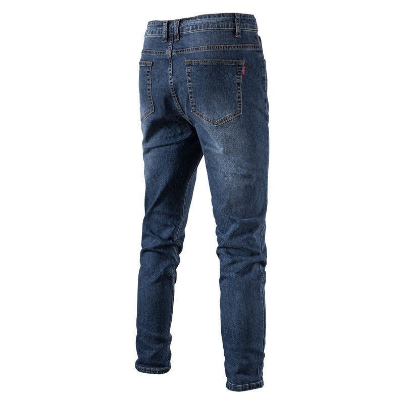 Jeans pour hommes en denim uni décontracté, coupe slim, pantalon en denim extensible | 515-6183 