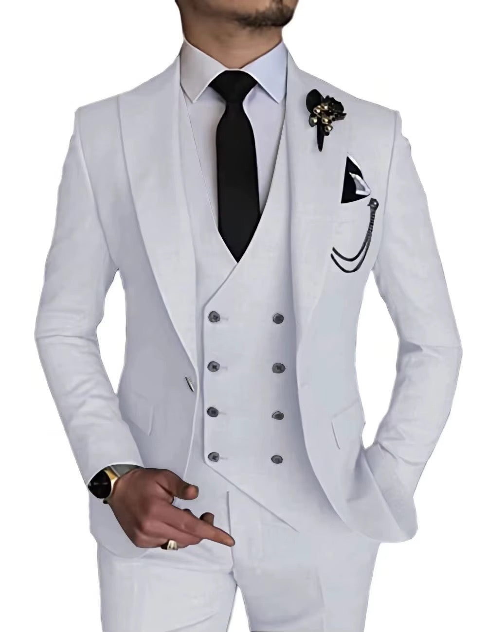 Herren 3-teiliger Anzug, maßgeschneidert, Hochzeit, Slim Fit, Business, Blazer, Jacke, Weste, Hose, Smoking | 101