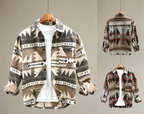 Herren Vintage Loose Fit Ethnic Aztec Geometric Print Shirt Top Pocket Woolen Shacket Plus Size Jacke | SYG-2580 
