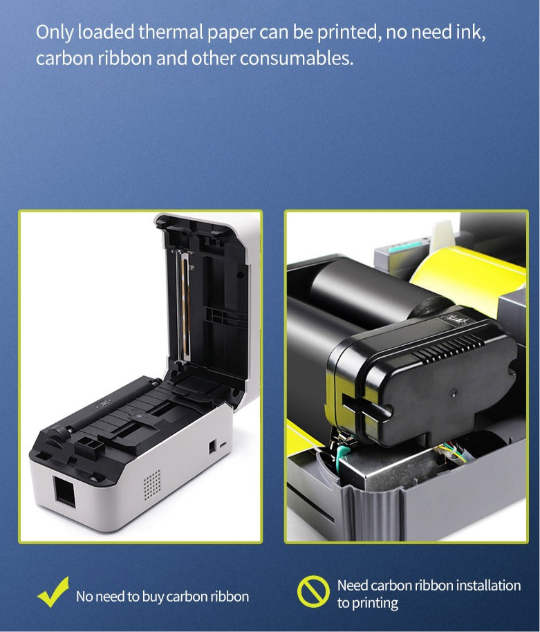 Thermo-Etikettendrucker, kabelloser Versandetikettendrucker, Royal Mail, UPS, DHL, Evri usw., mobiler Etikettendrucker, USB- und Bluetooth-Support-Drucker 