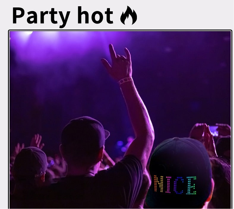 App-gesteuerte LED-Kappe Bluetooth Vollfarbdisplay Nachricht Wiederaufladbarer Hut Cooles Partykostüm | HMZ-005