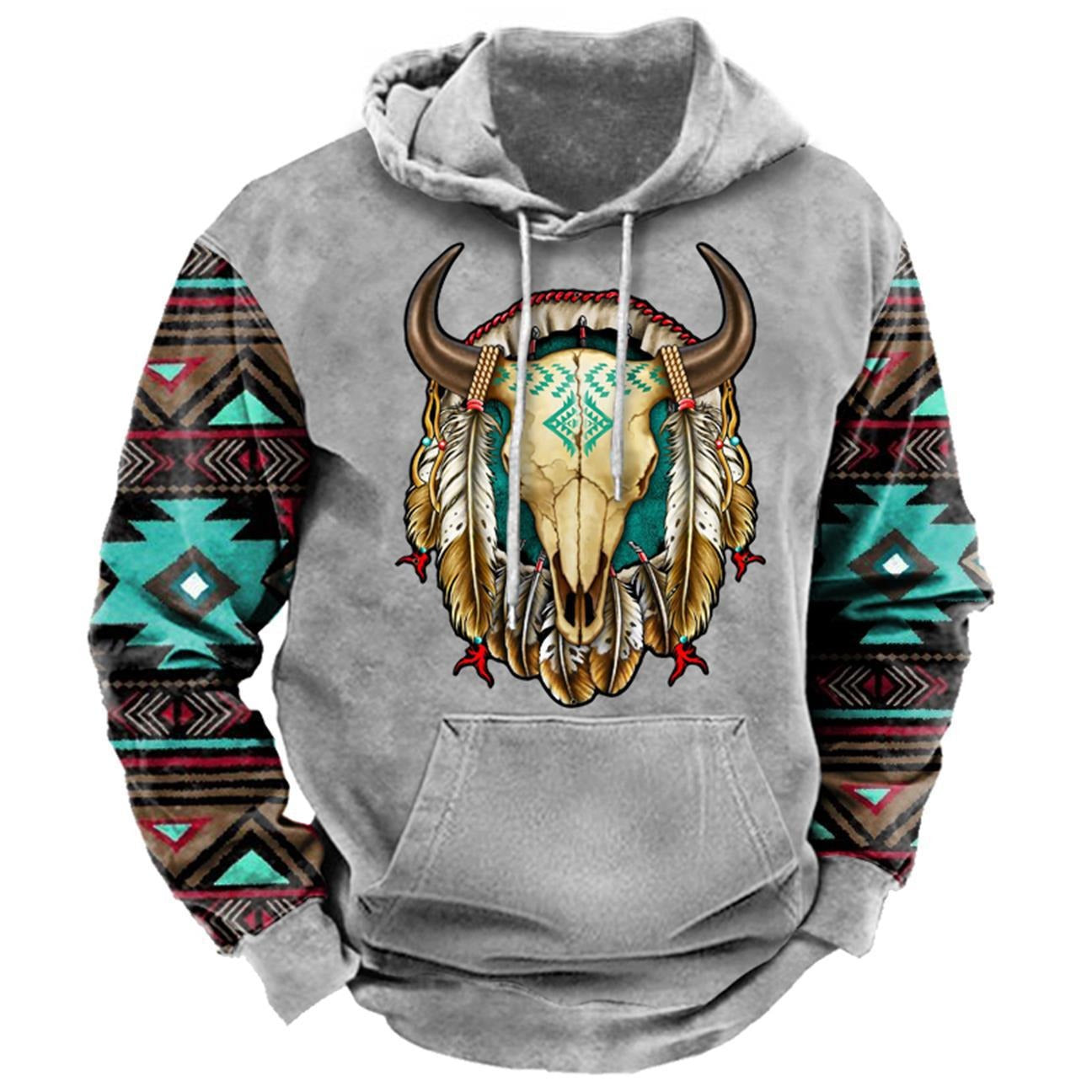 Men's Fashion Cowboy Killer Hoodies Long Sleeve Hooded Sweatshirt Casual Tops Pullover