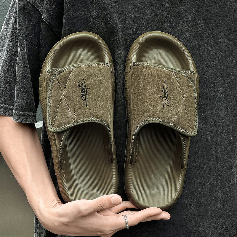 Men’s Suede Leather Fisherman Sandals | Outdoor Slide Slippers with Arch Support | Summer Beach Casual Shoes for Men | T98-1