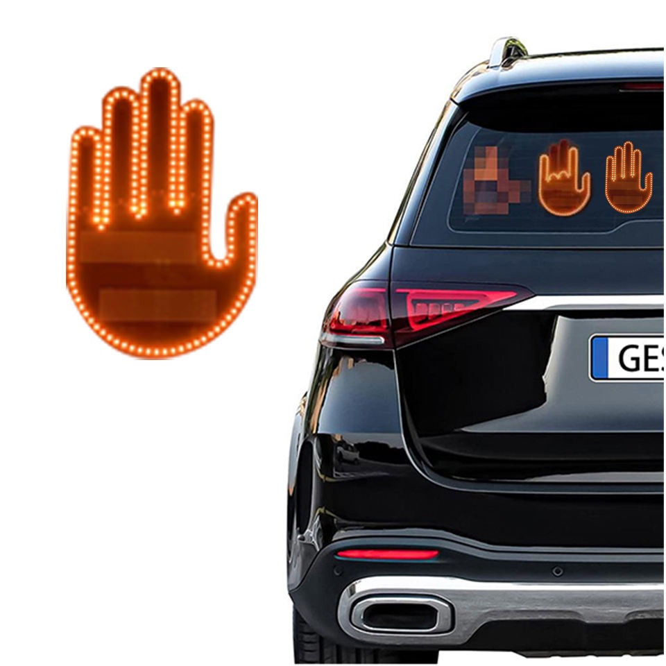 Car Finger Light with Remote Gesture Light Auto Amber Middle Finger Warning Brake Light