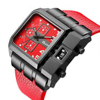 Herrenarmbanduhr Militär Armee Quadratisch Großes Zifferblatt Uhr Sport Lederarmband Quarzuhr | 3364 