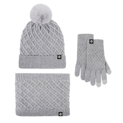 Winter Beanie Hat Scarf Gloves Set Unisex Winter Warmer Fleece Lined Knit Hats Scarf Gloves Set | 121620