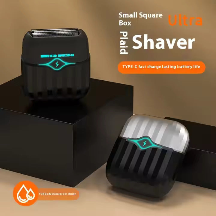 Portable Electric Mini Razor Washable Small Square Box Design for Men's Grooming | D30