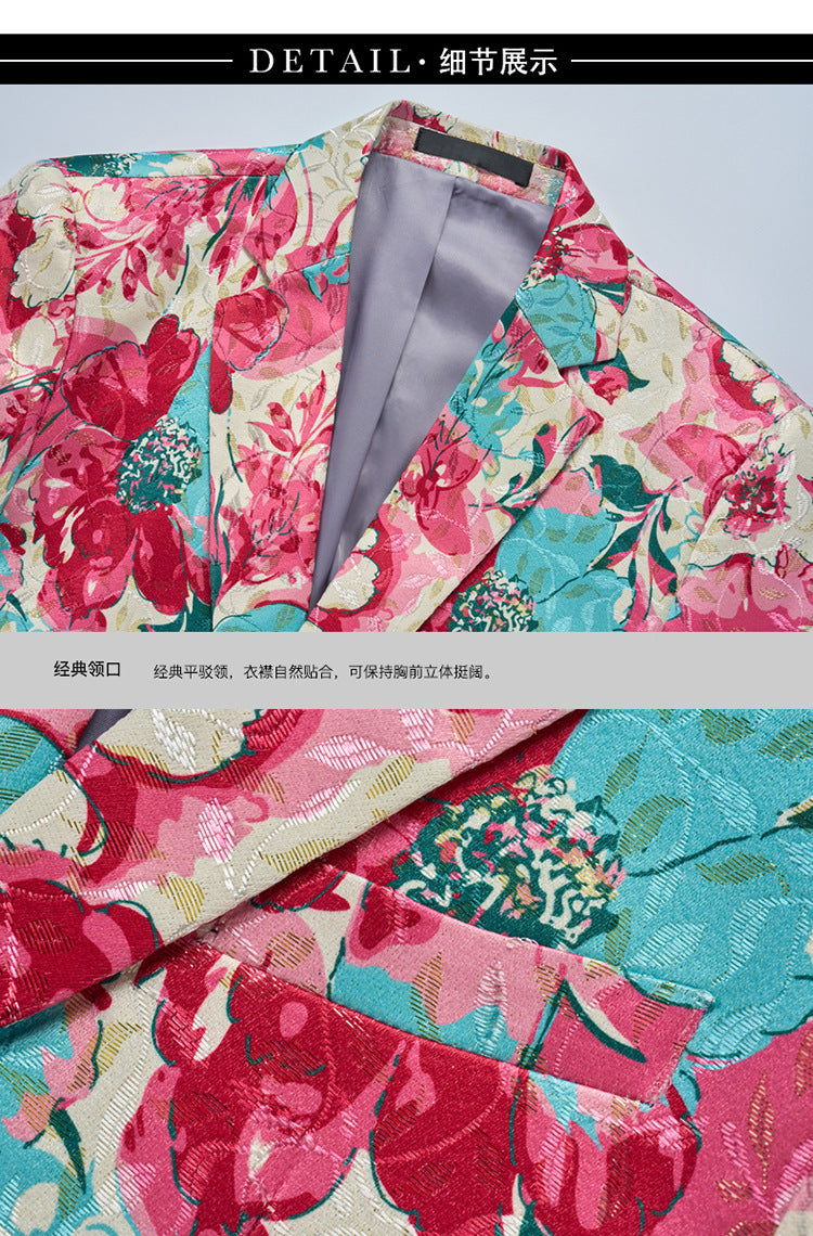 Men's Jacquard Print Slim Fit Blazer | Formal Banquet Dinner Jacket | Breathable & Wrinkle-Resistant | 2603