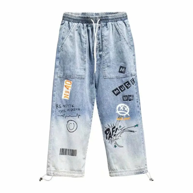 Nuovi pantaloni jeans Toon Design per uomo stampati casual larghi alla moda cargo | K5266 