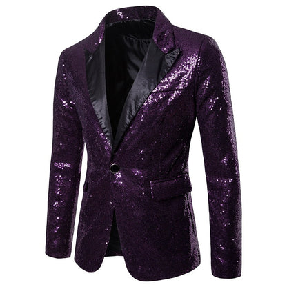 Men's Performance Blazer Sequins Suit Jacket Fit Wedding Coat | X36-X20