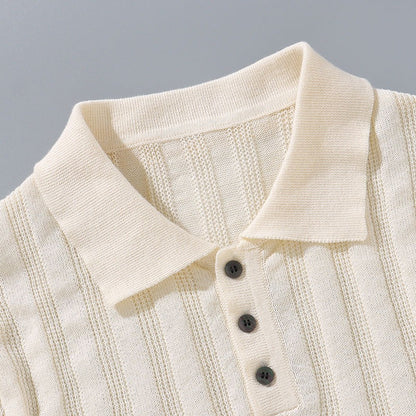 Hochwertiges Sommer-Strick-Kurzarm-Poloshirt für Herren, bequem und atmungsaktiv | POLO1 