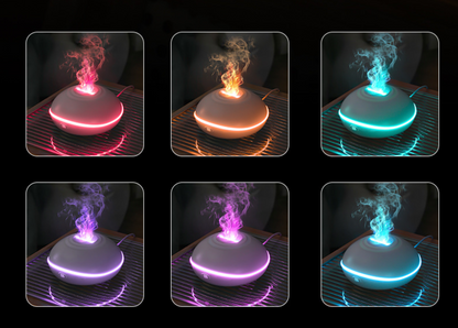 Aromatherapie-Diffusor mit realistischem Flammeneffekt – 7-farbiger LED-Luftbefeuchter mit USB-Stromversorgung für Zuhause, Büro und Schlafzimmer | SD13 