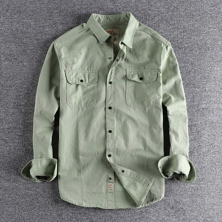 Vintage Workwear Doppeltaschenhemd Retro Casual Classic Shirt Top für Herren | V38 