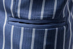 Herren Anzugjacken Blau Gestreift Zwei Knöpfe Party Business Formeller Blazer | 1812 