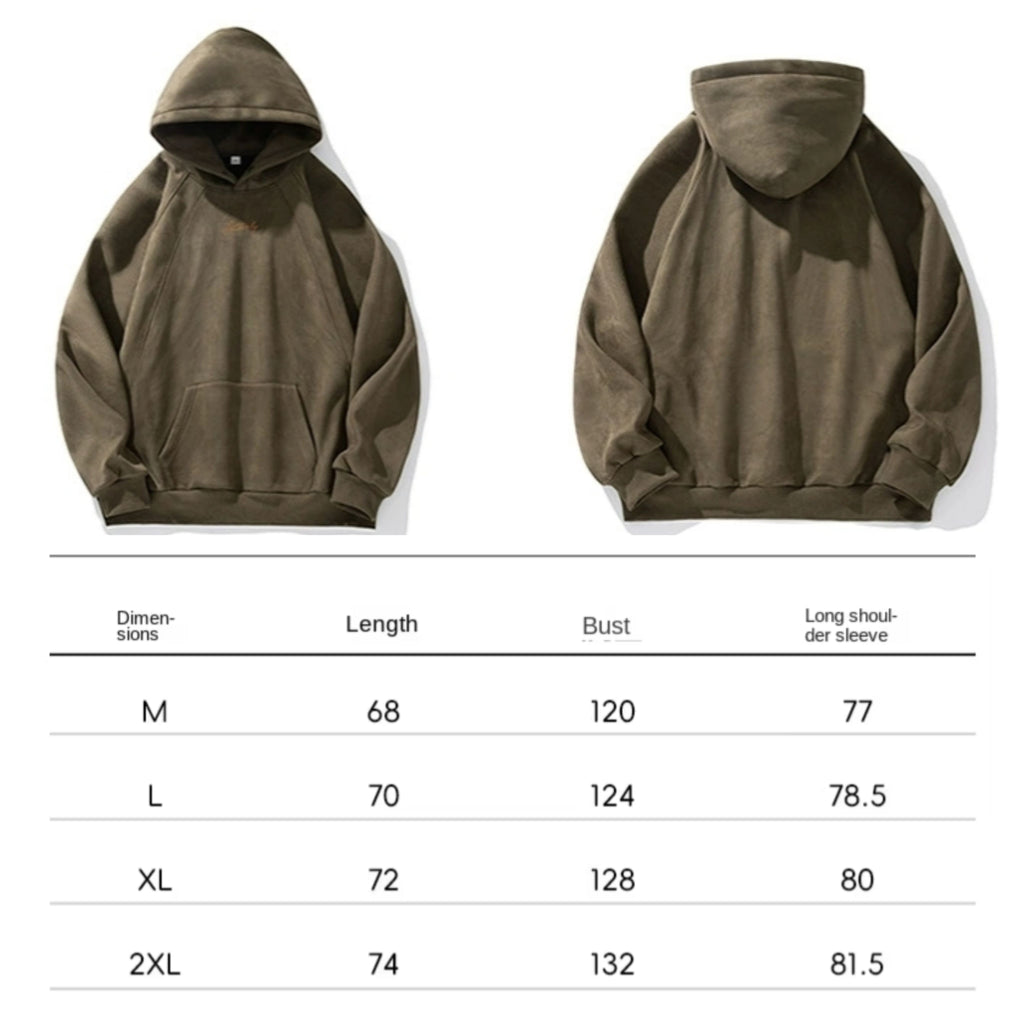 Unisex Kapuzenpullover aus schwerem Wildleder im Retro-Stil im amerikanischen Stil für Herbst und Winter | Locker sitzender Hoodie | L3848 