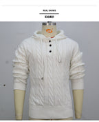 Herren-Strickwaren, gedrehter Kordelzug, Kapuzenpullover, 7-Nadel-Woll-Sweatshirtjacke | SY0139 