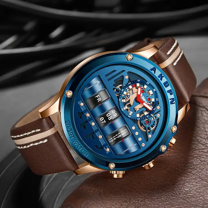 Herren Armbanduhren Militär Sport Quarz Einzigartige Drehdatum Lederarmbanduhr | A9022 