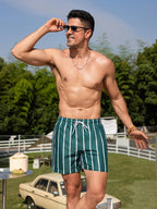 Gestreifte Strandshorts für Herren – Lässig, bequem und cool mit Taschen | Normale Passform, gewebter Stil | 13265 