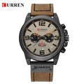 Herren Lederuhr Chronograph Armbanduhr Business Quarz Kalender Militäruhr | 8314 