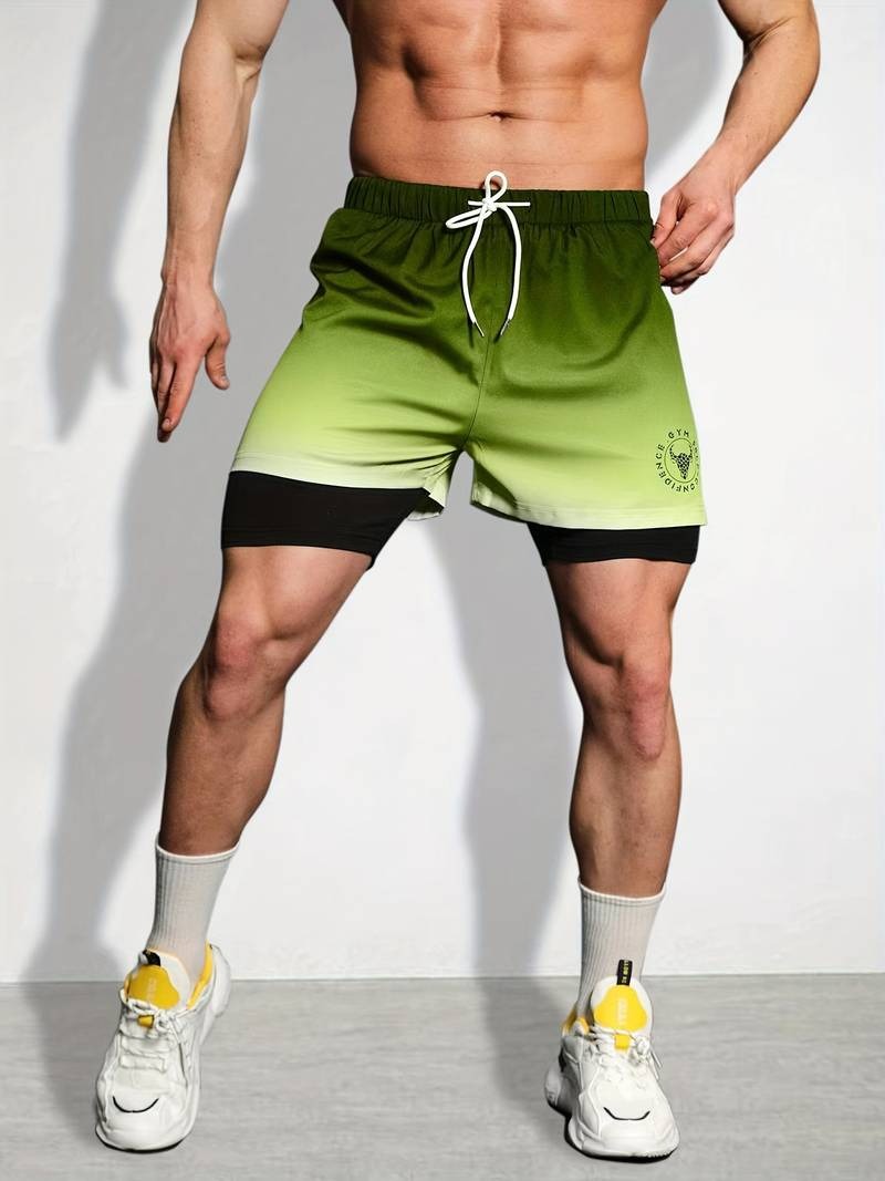 2-in-1 Double Layer Shorts Slightly Stretch Sports Summer Gym Workout Shorts |  SX230521