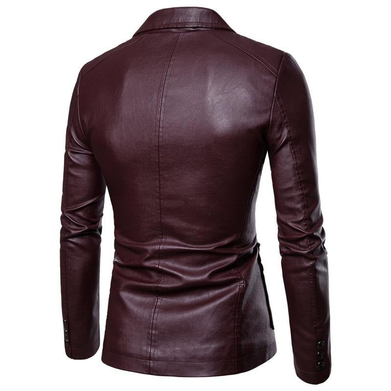 Veste de costume en cuir PU pour homme, décontractée, classique, pour moto, pour affaires | 1412 