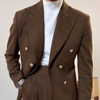 Hochwertiger italienischer zweireihiger Herrenanzug mit Reverskragen, leger, formell, 2-teilig, Anzugjacke und Hose | JSN692 