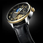 Herren-Automatikuhr aus Leder, mechanisch, Tourbillon, wasserdicht, Freizeituhr | T820b 