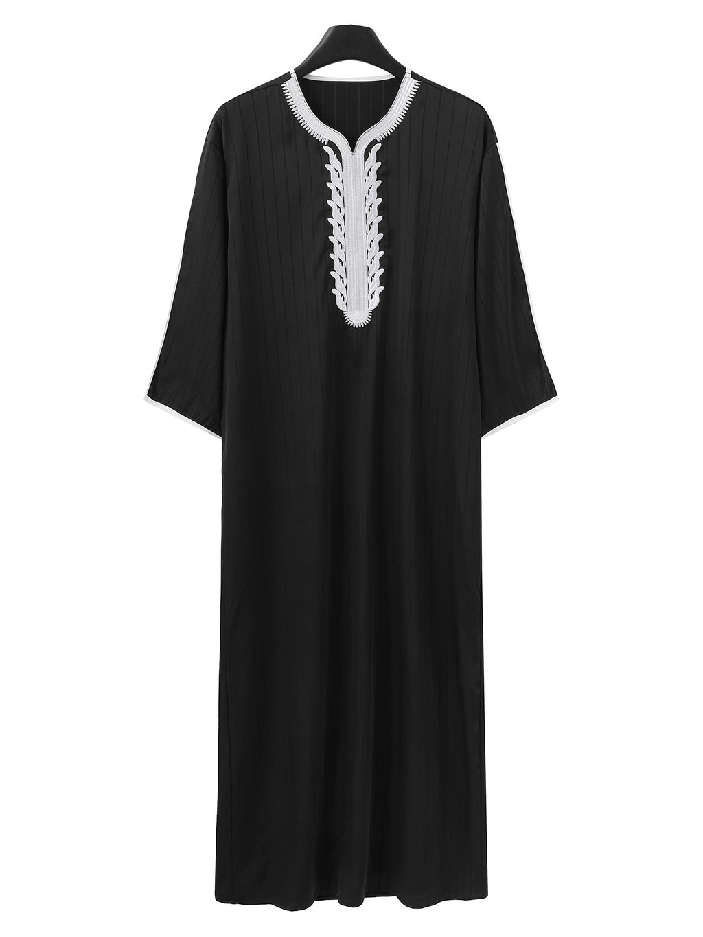 Lockerer muslimischer Herrenmantel mit Stickerei und langen Ärmeln, islamischer Abaya, Ramadan- und Eid-Outfits | 1134997 