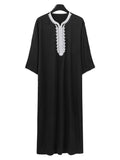 Lockerer muslimischer Herrenmantel mit Stickerei und langen Ärmeln, islamischer Abaya, Ramadan- und Eid-Outfits | 1134997 