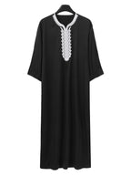 Lockerer muslimischer Herrenmantel mit Stickerei und langen Ärmeln, islamischer Abaya, Ramadan- und Eid-Outfits | 1134997 