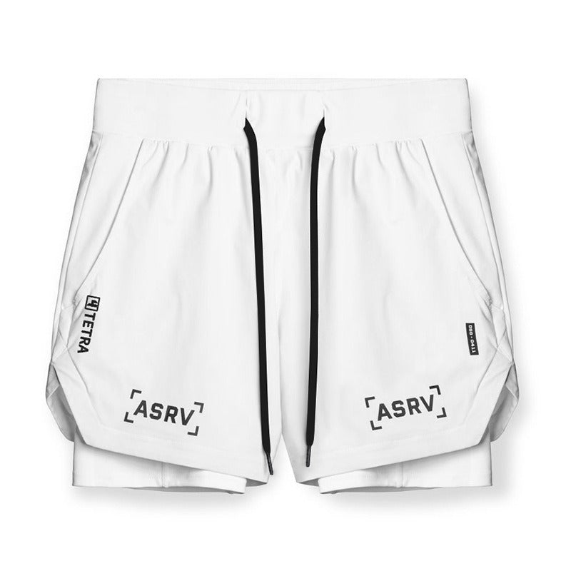 Neue Doppeldecker-Laufshorts Fitness Workout Bermuda Schnelltrocknende Kurze Hosen Unterteile | K-55 