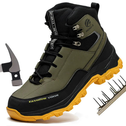 Men Waterproof Outdoor Anti-Smash & Anti-Stab Protection Boots Non-Slip Hiking Wear-Resistant Safety Work Shoes | G178