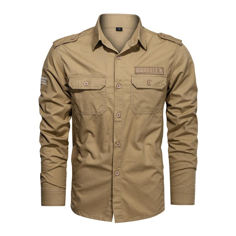 Military Shirt Long Sleeve Outdoor Cargo Shirts Solid Cotton Plus Size Men Shirt Tops For Men | 1907