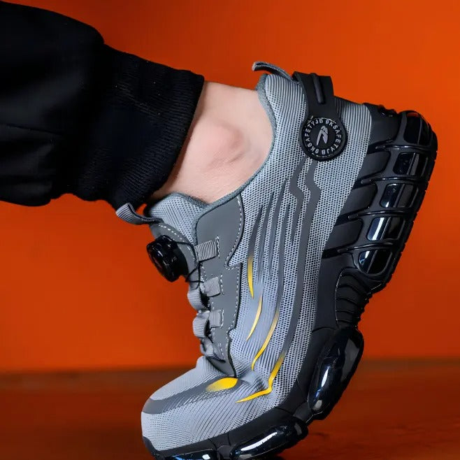 Leichte Sicherheitsschuhe mit Stahlkappe für Herren, Arbeitssneaker, gedrehter Knopf, leicht zu tragen, Baustiefel, atmungsaktive Sportschuhe 