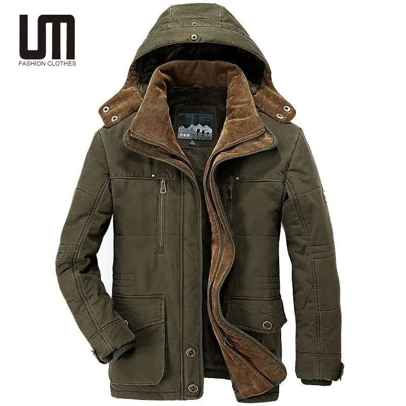 Neue Winterjacke mit dicker, warmer Wattierung aus Baumwolle, Windjacke mit Kapuze, Parka, Übergröße | 13029 