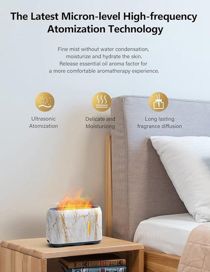 Humidificateur à ultrasons à brume fraîche Aroma Diffuseur d'air 3D Fire Diffuseur d'huiles essentielles Aroma Flame | 