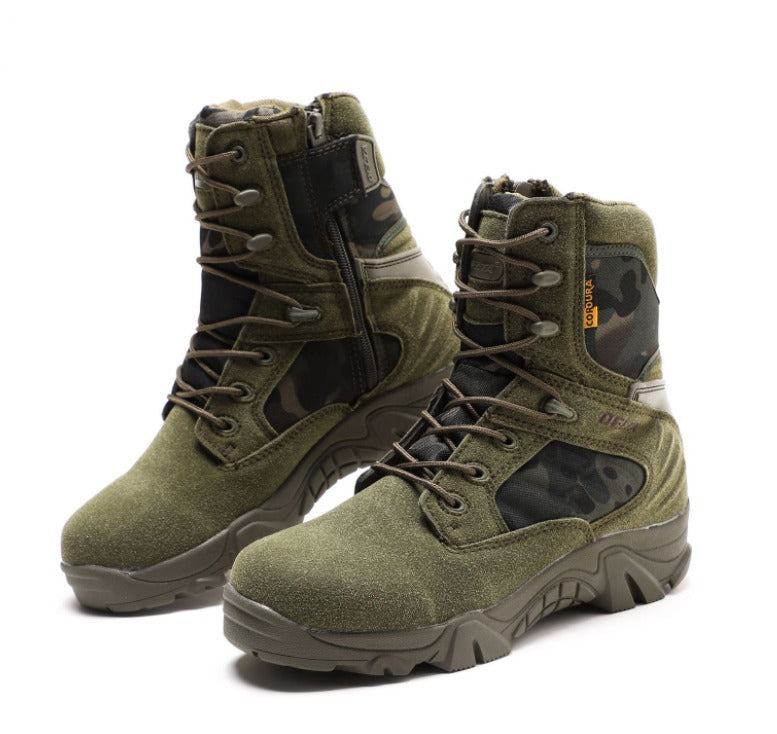 Men's Green Camouflage Delta Tactical Boots Thick Padded Collars Suede Combat Military Grade Shoes