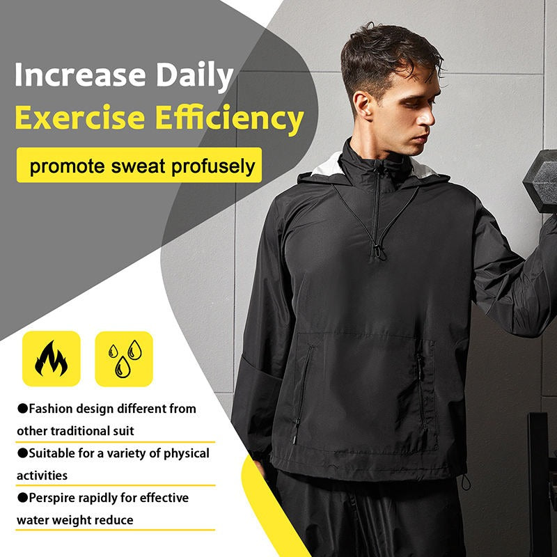 Men Workout Sweat Suit Jacket Fat Burner Top Sauna Sweat Suits Hooded Jacket | 1.1