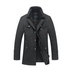Herren Winter Pea Coat Lässiger Woll-Trenchcoat Einreihige Kurze Wolljacke | 1303 