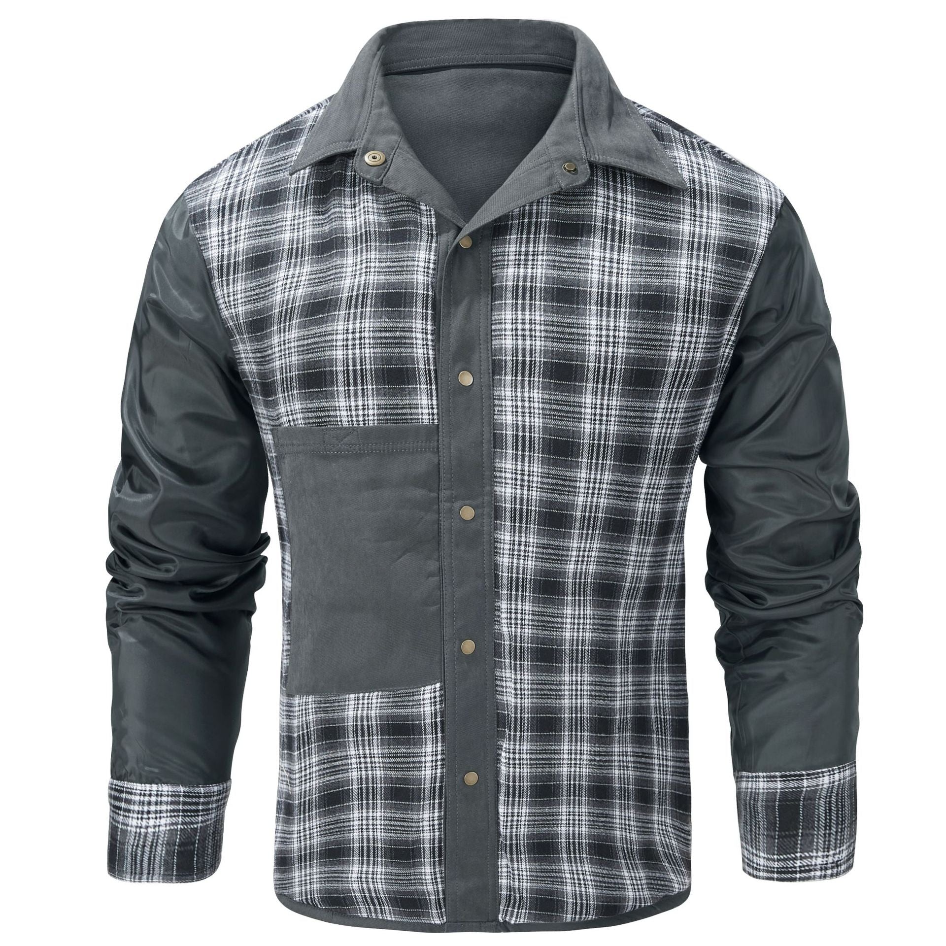 Herren Karojacke Langarm Button-Down Flanelljacke mit Taschen für Streetwear | 3268 