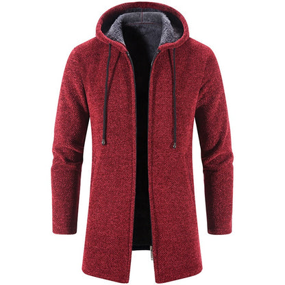 Uomo con cappuccio e cerniera pile maglia maglioni cappotto caldo spesso giacca a vento cappotto | 6619 