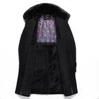 Herren Casual Business Einreihiger Langer Peacoat Mantel Winter Wollmäntel Pelzkragen Trenchcoat | DY9802 