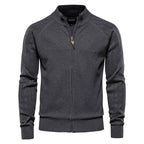 Herren-Strickjacke mit V-Ausschnitt und Farbbesatz – Lässiger, locker sitzender Pullover mit Knöpfen für den Herbst | SW199 
