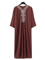 Muslimische Herrenrobe, mehrfarbig, kurzärmelig, bestickt, arabisch-marokkanisch, elegante traditionelle Kleidung | 21450 