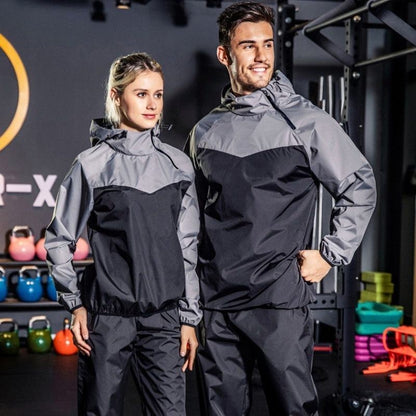 Men's Running Pullover Two-Piece Set Weight Loss Control Body Fat Sauna Sweat Suit  | YJ9681