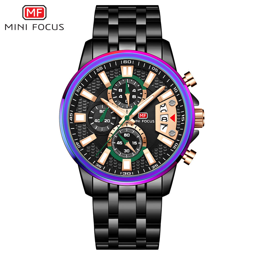 Herren Edelstahl Uhren Chronograph Uhr Luxus Leuchtende Quarz Armbanduhr | MF0352G 