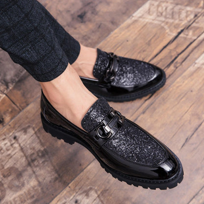 Bottes Oxford Brogues à tige brillante pour hommes, chaussures de bureau formelles en cuir de style britannique, tendance décontractée