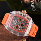 Herren Luxus Beste Sportuhr Transparentes Gehäuse Chronograph Neue Geschenkuhren | 